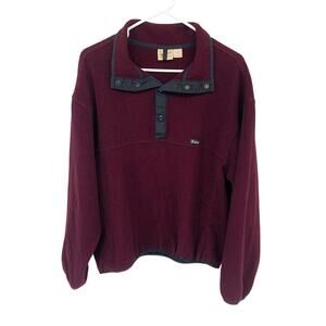 Vintage Woolrich Maroon Snap Stand-Up Collar Fleece Sweater Size L Dark Academia